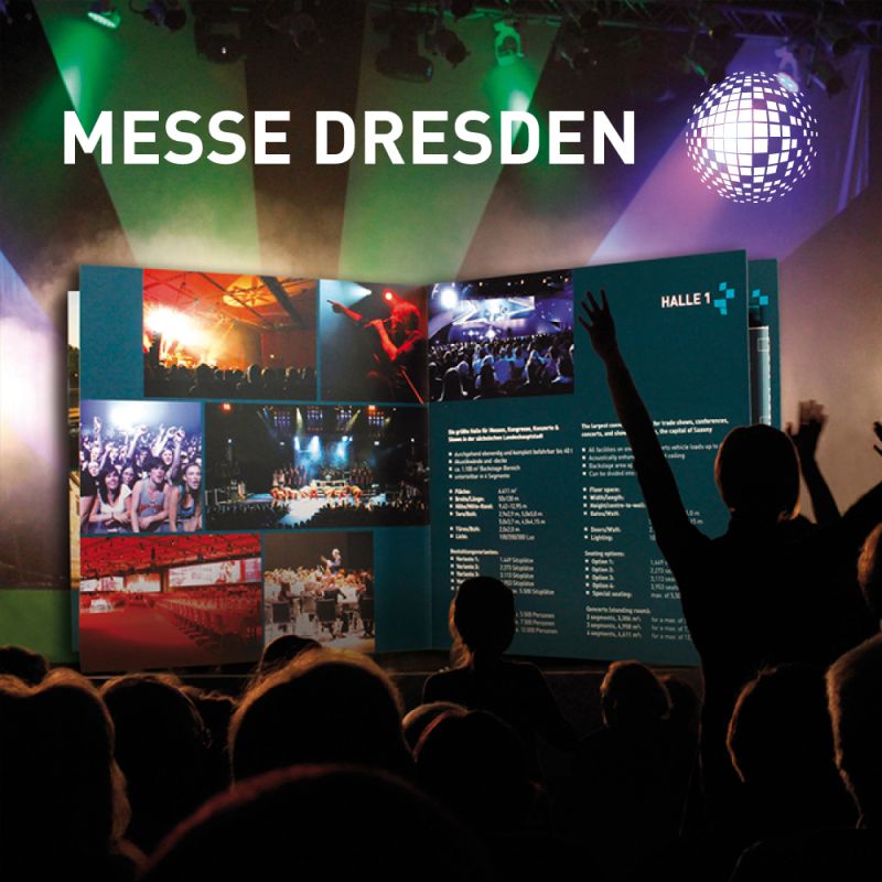 Logoentwicklung und Verkaufsbroschüre für die Halle 1 der Messe Dresden