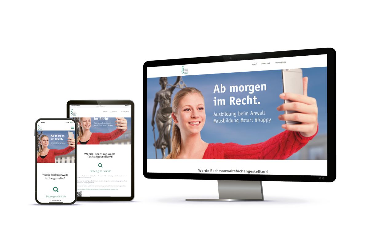 Die Rechtsanwaltskammer Sachsen-Website auf einem iPhone, iPad und iMac
